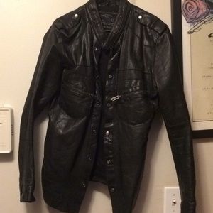 All Saints heavy leather shirt.